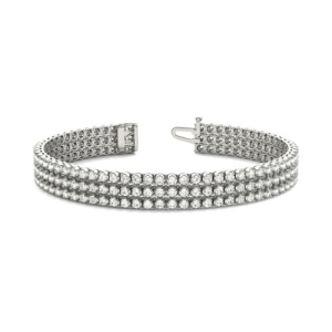 3.75 Carat Round Natural And Lab Created Diamond Multi Row Tennis Bracelet With Crown Setting