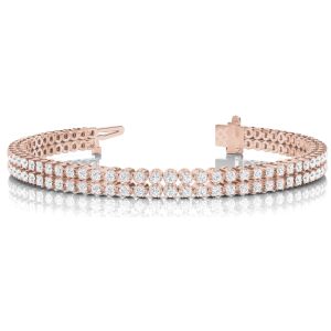 Staniue Natural Diamond Rose Gold 4 Claw Set Multi Row Tennis Bracelet