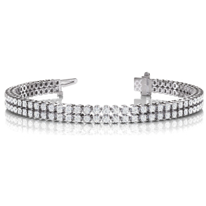3.75 - 4.00 Carat Round Natural And Lab Created Diamond Multi Row Tennis Bracelet With Crown Setting