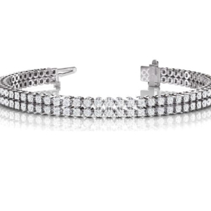 3.75 - 4.00 Carat Round Natural And Lab Created Diamond Multi Row Tennis Bracelet With Crown Setting