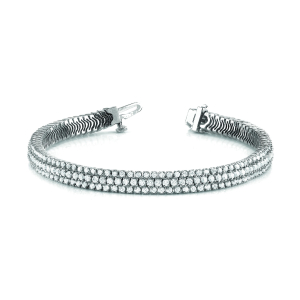 4.50 - 9.00 Carat Round Natural And Lab Created Diamond Multi Row Tennis Bracelet With Prong Setting