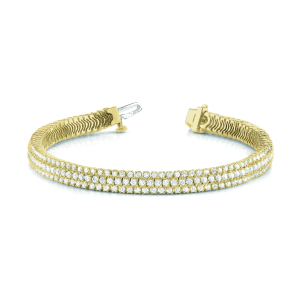 Suky Natural Diamond Yellow Gold Prong Set Multi Row Tennis Bracelet