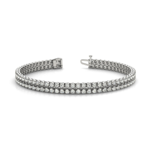 2.00 Carat Round Natural And Lab Created Diamond Multi Row Tennis Bracelet With Crown Setting