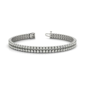 2.00 Carat Round Natural And Lab Created Diamond Multi Row Tennis Bracelet With Crown Setting