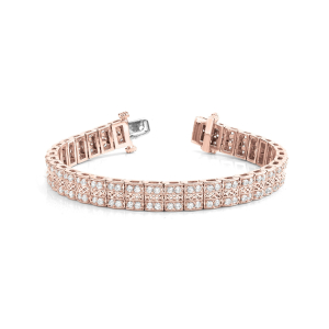 Stangyth Natural Diamond Rose Gold Shared Prong Multi Row Tennis Bracelet
