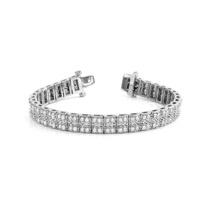 2.00 - 5.00 Carat Round Natural And Lab Created Diamond Multi Row Tennis Bracelet With Prong Setting