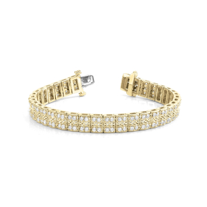 Stangyth Natural Diamond Yellow Gold Shared Prong Multi Row Tennis Bracelet