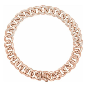 Sarrota Natural Diamond Rose Gold Prong Set Chain Bracelet