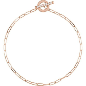 Shellee Natural Diamond Rose Gold 4 Prong Chain Bracelet