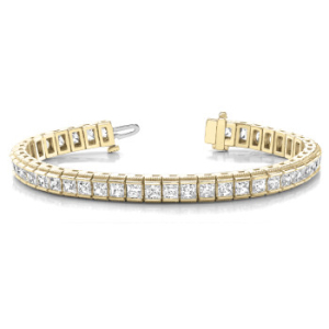 Pearle Natural Diamond Yellow Gold Channel  Bracelet