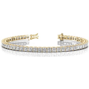 Petal Lab-Created Yellow Gold 4 Prong Diamond Tennis Bracelet