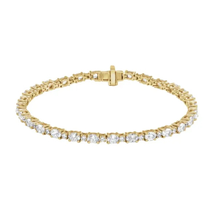 Suzanna Natural Yellow Gold 4 Prong Diamond Tennis Bracelet