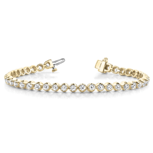 Roselynn Natural Yellow Gold 4 Claw Set Diamond Tennis Bracelet