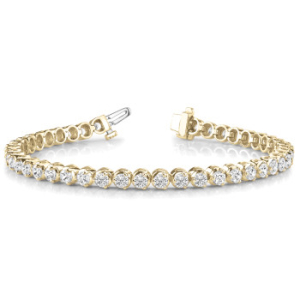Roanne Natural Yellow Gold 3 Prong Diamond Tennis Bracelet