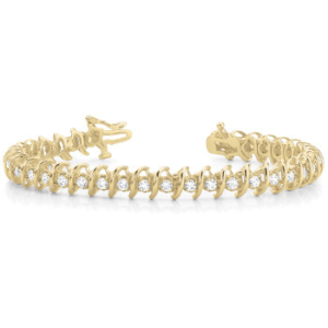 Polly Natural Yellow Gold S Link Diamond Tennis Bracelet