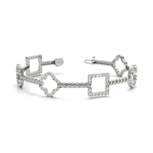 dyaln Lab-Created Diamond White Gold Designer Bracelet