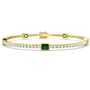 Maisy Emerald Yellow Gold Prong Set Gemstone Bracelet