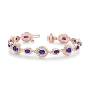 Vihana Amethyst Rose Gold 4 Prong Set Diamond Tennis Bracelet