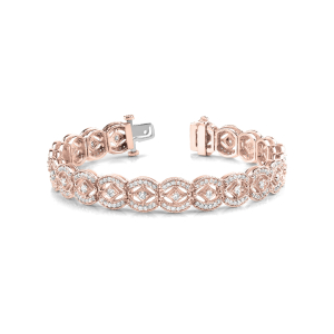 Trinity Lab-Created Diamond Rose Gold Bezel Setting  Designer Bracelet