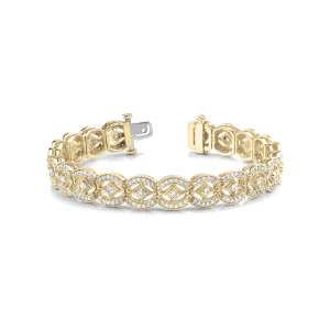 Trinity Lab-Created Diamond Yellow Gold Bezel Setting  Designer Bracelet