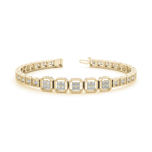 Mary Lab-Created Diamond Yellow Gold Bezel Setting  Designer Bracelet