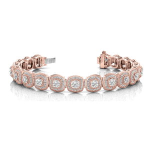 Vaeda Natural Rose Gold 4 Prong Set Diamond Tennis Bracelet
