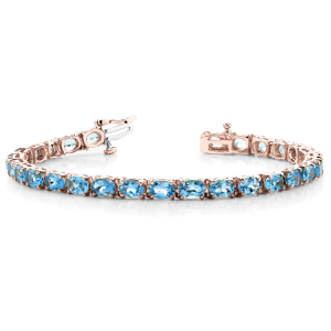 Keira Blue Topaz Rose Gold Diamond Bangle Bracelet