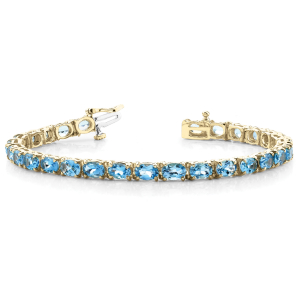 Keira Blue Topaz Yellow Gold Diamond Bangle Bracelet
