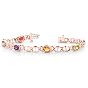 Vayda Rainbow Sapphire Rose Gold Bezel Set Diamond Tennis Bracelet