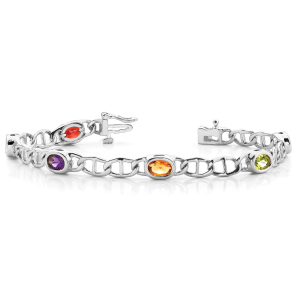 Vayda 4.50 Carat Rainbow Sapphire Oval cut Bezel Set  Diamond Tennis Bracelet