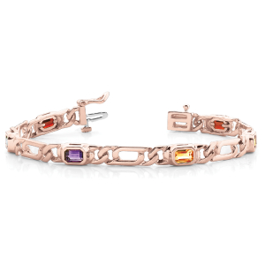 Verena Rainbow Sapphire Rose Gold Bezel Set Diamond Tennis Bracelet