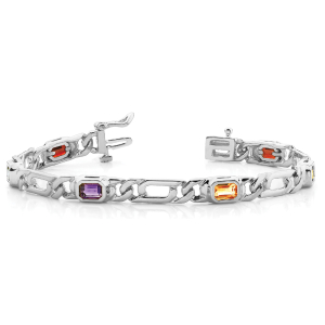 Verena 4.50 Carat Rainbow Sapphire Emerald cut Bezel Set  Diamond Tennis Bracelet