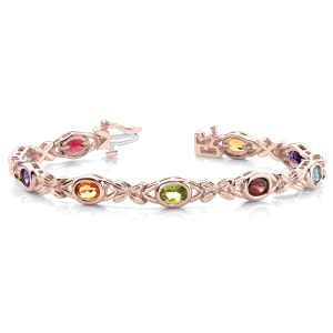 Vanellope Rainbow Sapphire Rose Gold XO Diamond Tennis Bracelet