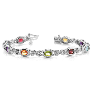 Vanellope 9.00 Carat Rainbow Sapphire Oval cut XO  Diamond Tennis Bracelet