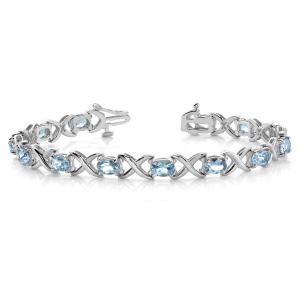 Valerie 2.80 - 8.25 Carat Aquamarine Oval cut XO  Diamond Tennis Bracelet