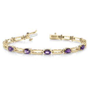 Archie Amethyst Yellow Gold Diamond Bangle Bracelet
