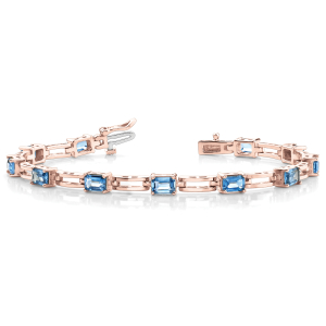 Vania Blue Topaz Rose Gold 4 Prong Set Diamond Tennis Bracelet