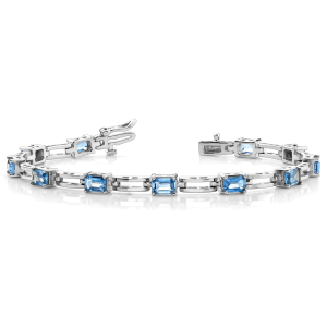 Vania 1.20 - 12.50 Carat Blue Topaz Emerald cut 4 Prong Set  Diamond Tennis Bracelet