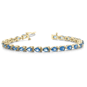 Vega Blue Topaz Yellow Gold 3 Prong Set  Bracelet
