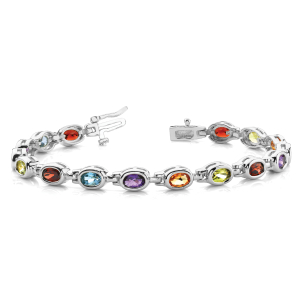 Valkyrie 9.60 Carat Rainbow Sapphire Oval cut Bezel Set  Diamond Tennis Bracelet