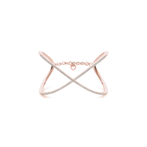 Venba Natural Rose Gold 4 Prong Set Diamond Bangle