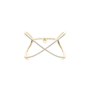 Venba Natural Yellow Gold 4 Prong Set Diamond Bangle