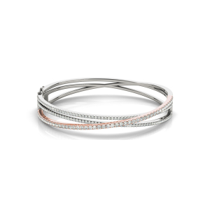 Vasilisa Natural Rose Gold 2 Prong Set Diamond Bangle
