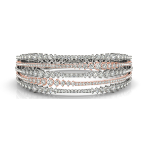 Jolene Lab-Created Rose Gold Shared Prong Setting  Diamond Bangle Bracelet