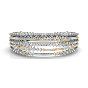 Jolene Lab-Created Yellow Gold Shared Prong Setting  Diamond Bangle Bracelet