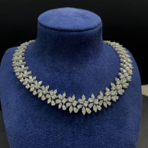 21.17 Carat F/VS Natural Oval, Marquise and Pear Cut Diamond Designer Tennis Necklace in 14k White Gold