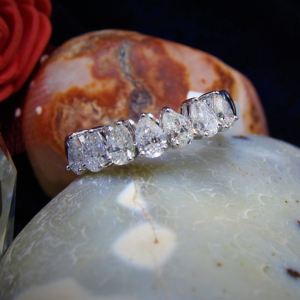 1.63 Carat F/VS Natural Pear Cut Diamond Half Eternity Ring