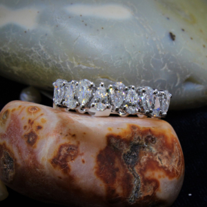 1.27 Carat F/VS Natural Pear Cut Diamond Half Eternity Ring