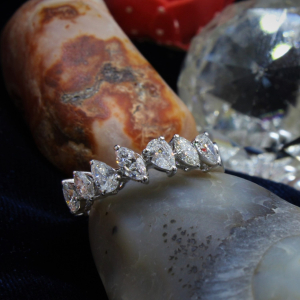 1.12 Carat F/VS Natural Marquise and Pear Cut Diamond Half Eternity Ring