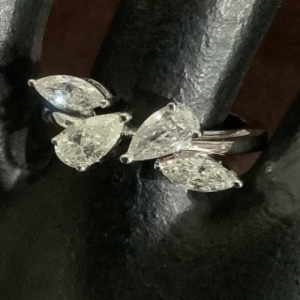 1.34 Carat Natural Marquise and Pear Cut Diamond Promise Ring